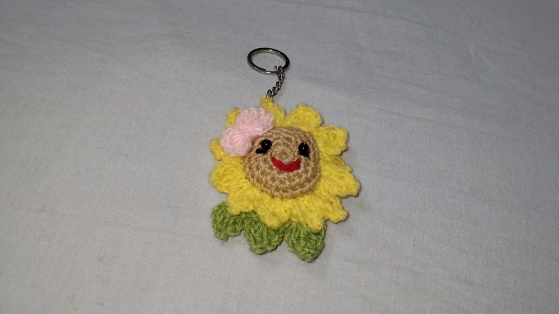 Sunflower Crochet Keychain