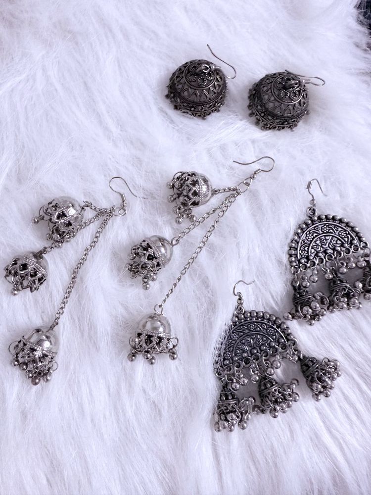 Set of 3 - Oxidised Earrings