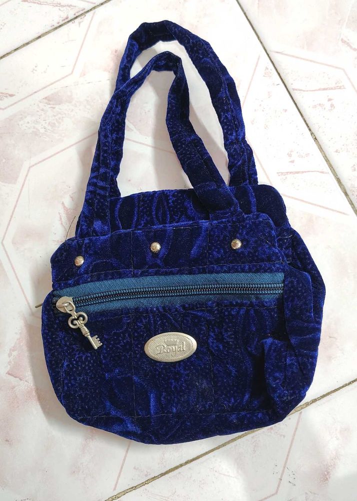 Royal Blue Velvet Handbag