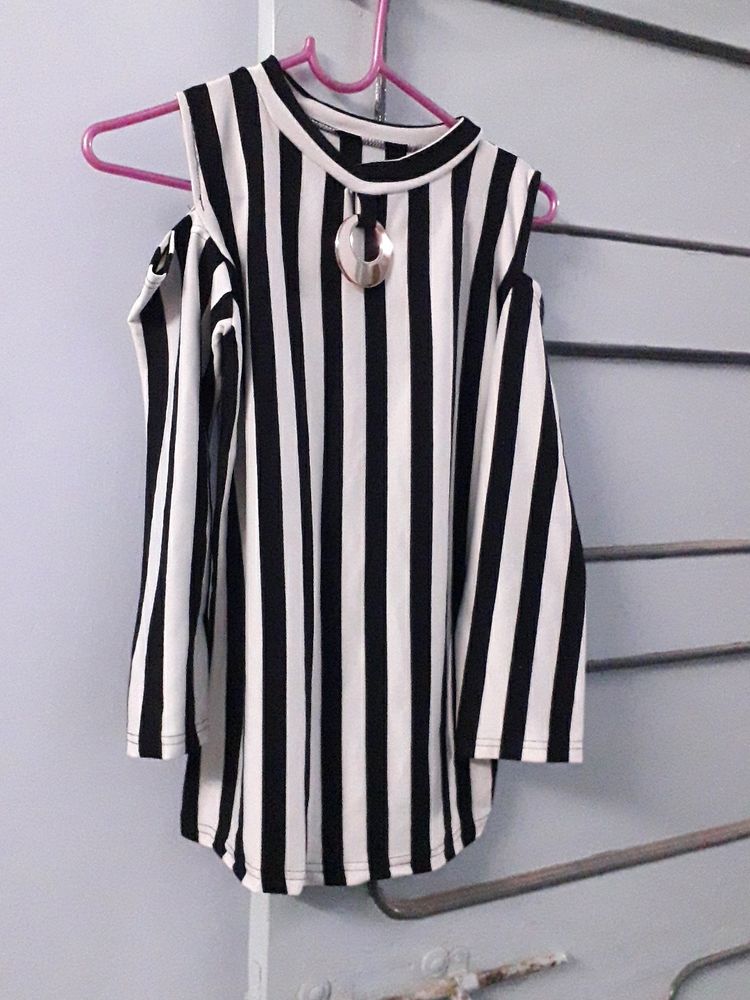 Striped Cold Shoulder Top