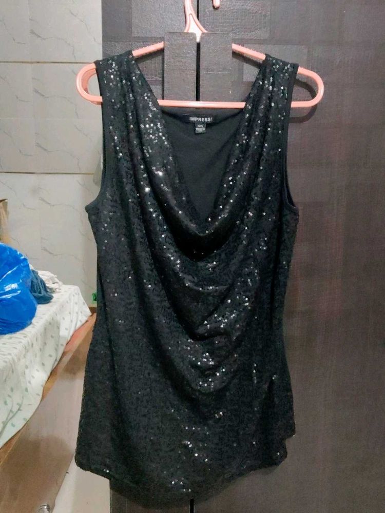 Sequin Black Long Top