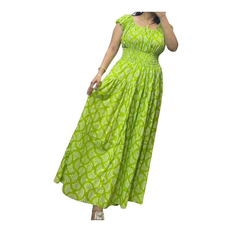 Green Printed Maxi Dress