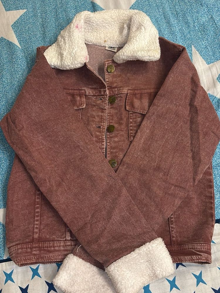 Corduroy Jacket with Sherpa Collar