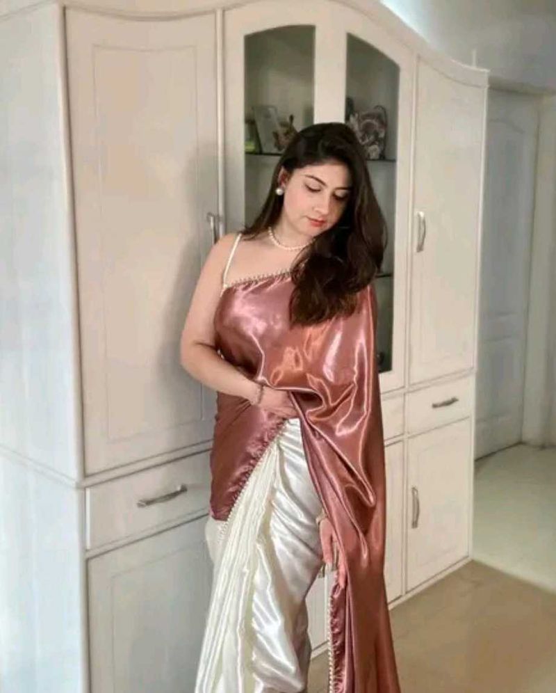 Satin Onion Dual Shade Saree