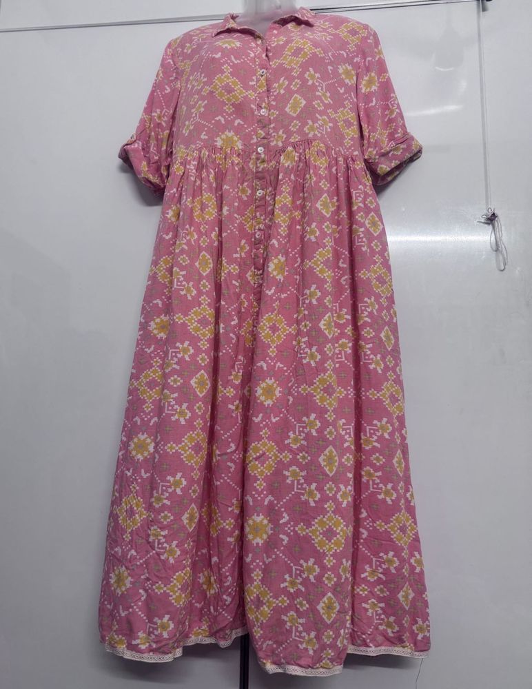 Peach Printed Dress