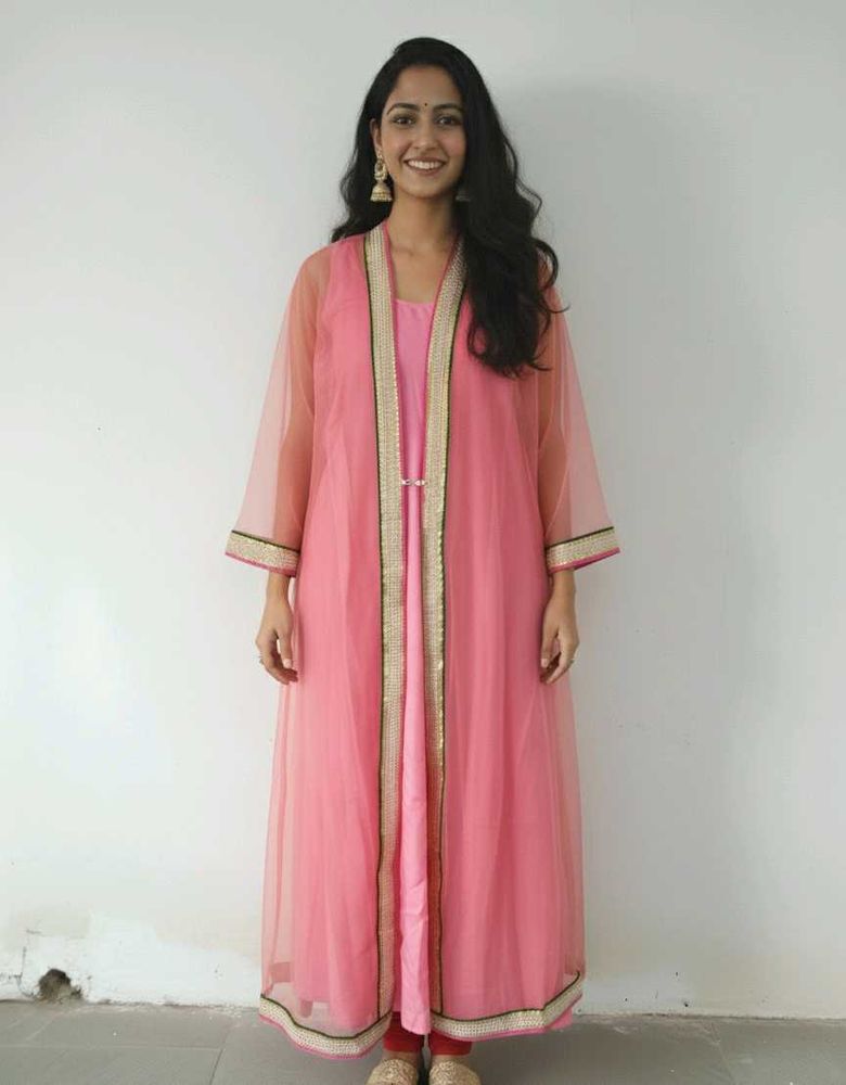 Pink Kurta Set with Shrug 💗