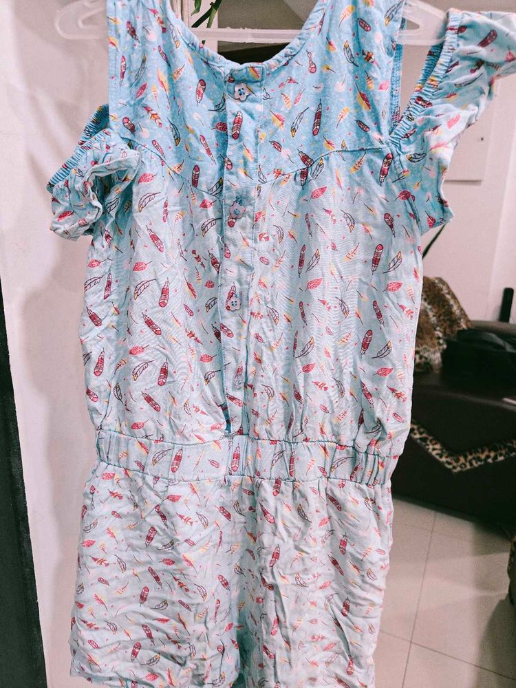 Cute Feather Print Romper