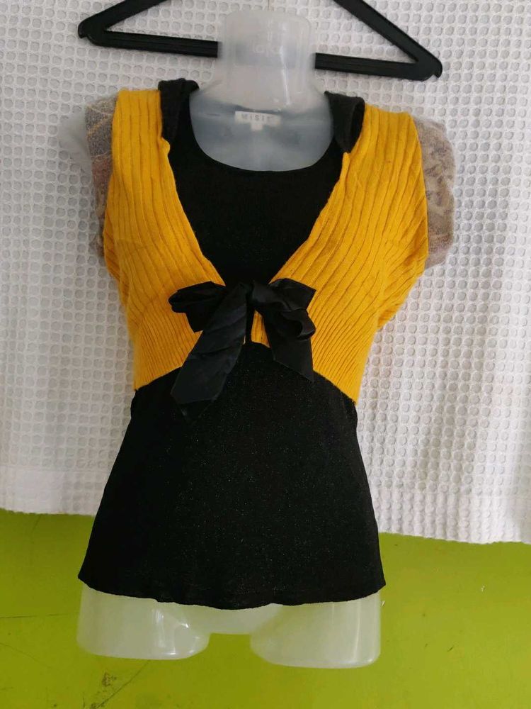 Yellow &amp; Black Knit Top