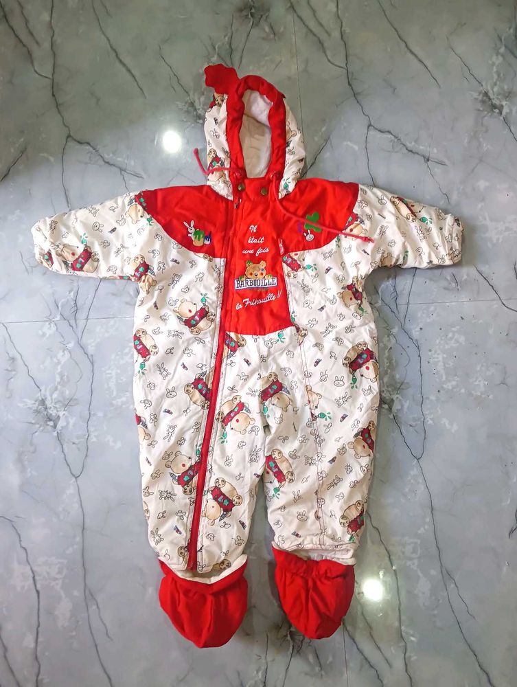 Tim Pouce Cute Bear Print Baby Snowsuit