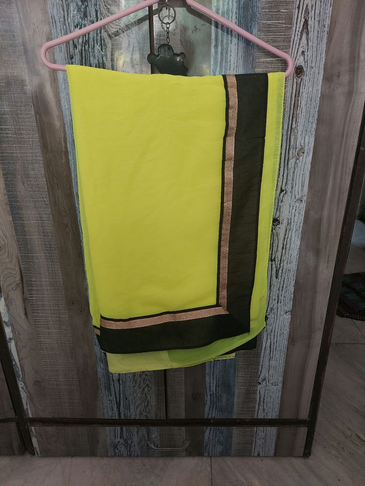 Neon Yellow Color Saree