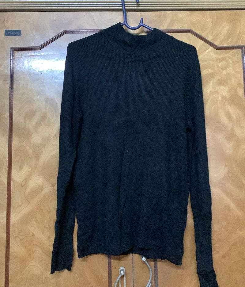 Black High Neck Fitted Sweater