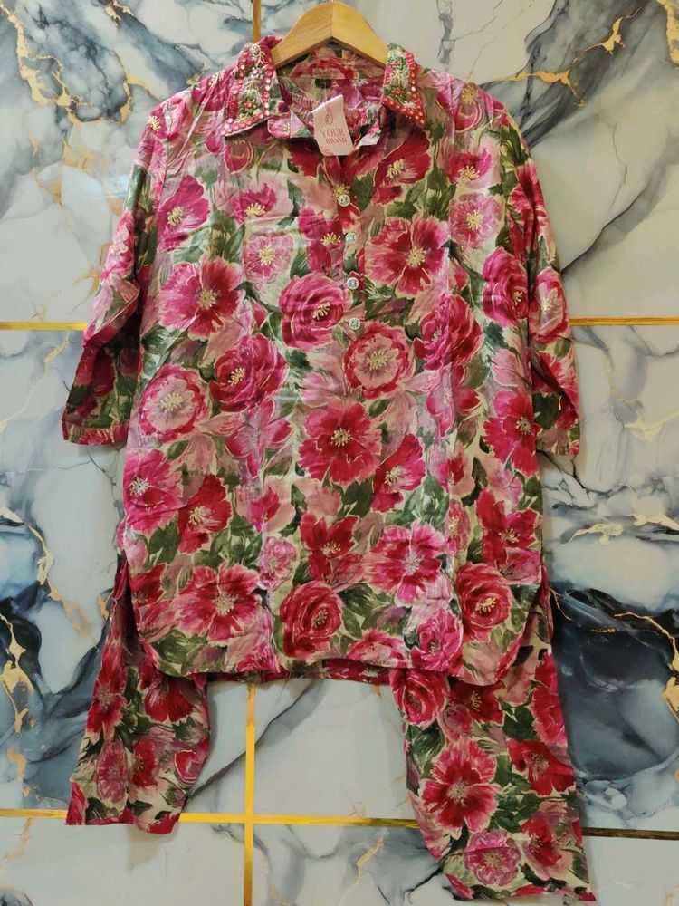 BRAND NEW Floral Print Co-ord Set with EMBROIDERY