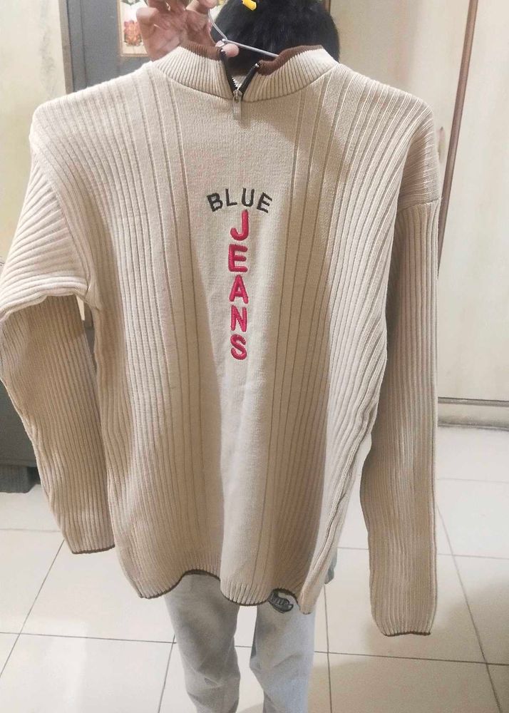 NUDE COLOR TURTLE NECK KNITTED SWEATER FOR MEN