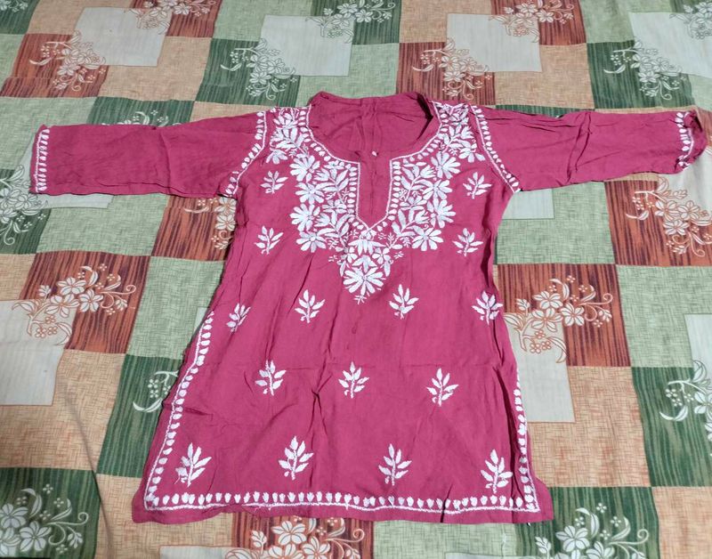 Pink Chikankari Kurti