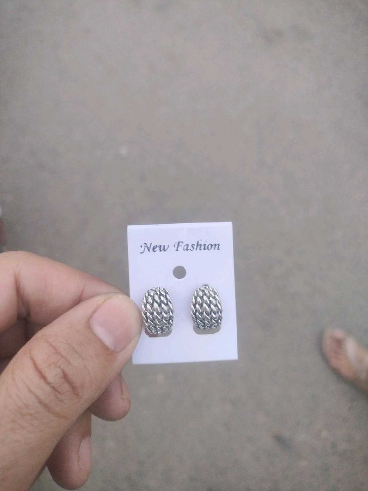 Silver Braided Hoop Earrings