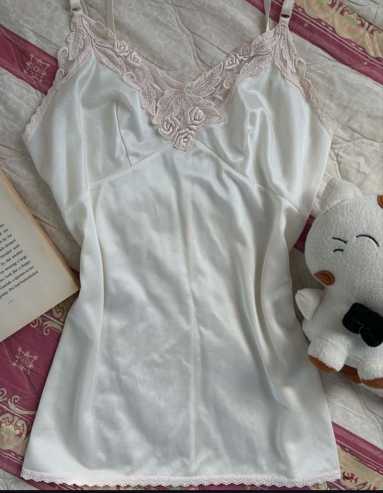 White Lace Trim Cami Top