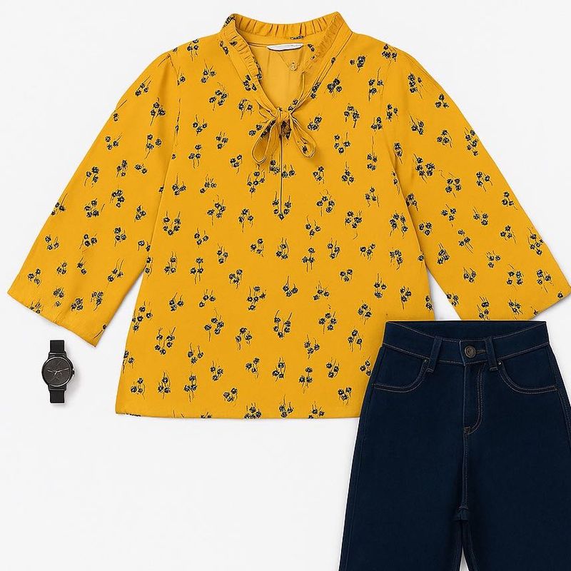 Floral Tie-Neck Blouse
