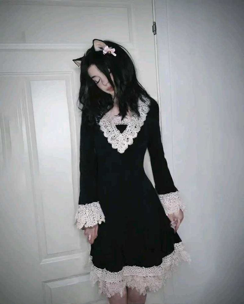 🖤 Gothic Black Lace Mini Dress | Party Wear |
