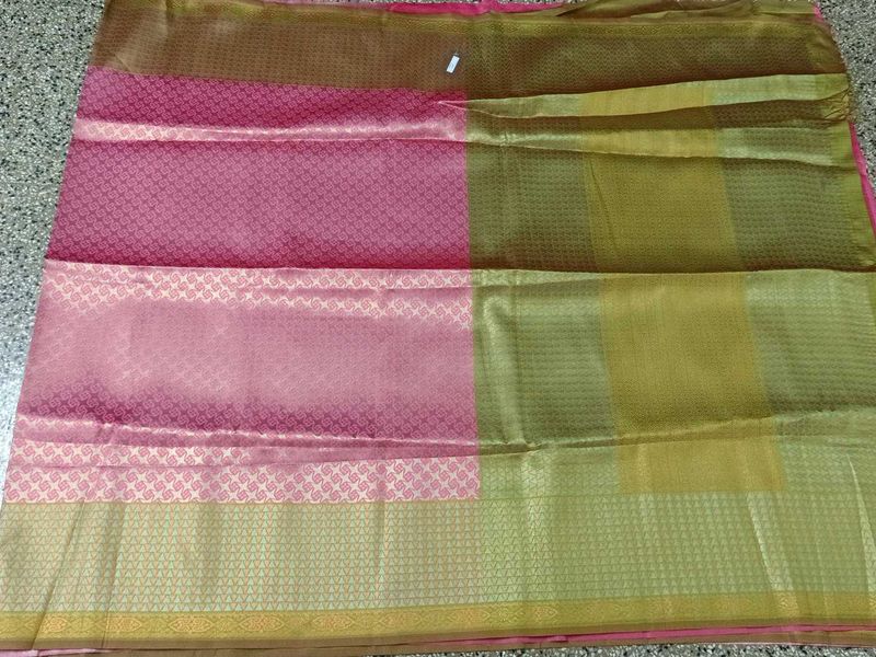 New Pink And Apple Green Viscose Kanchi Saree