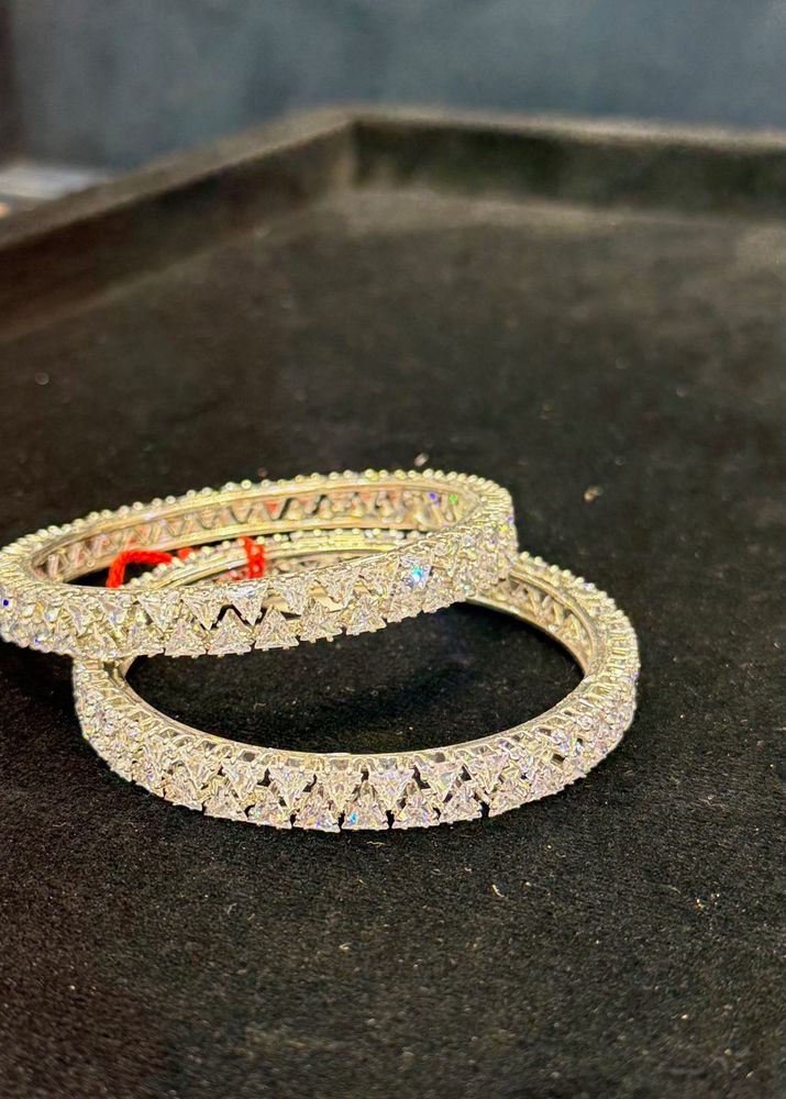 Sparkling Silver Bangle Set And In Golden Also
