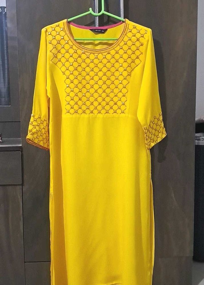 Yellow Embroidered Kurta