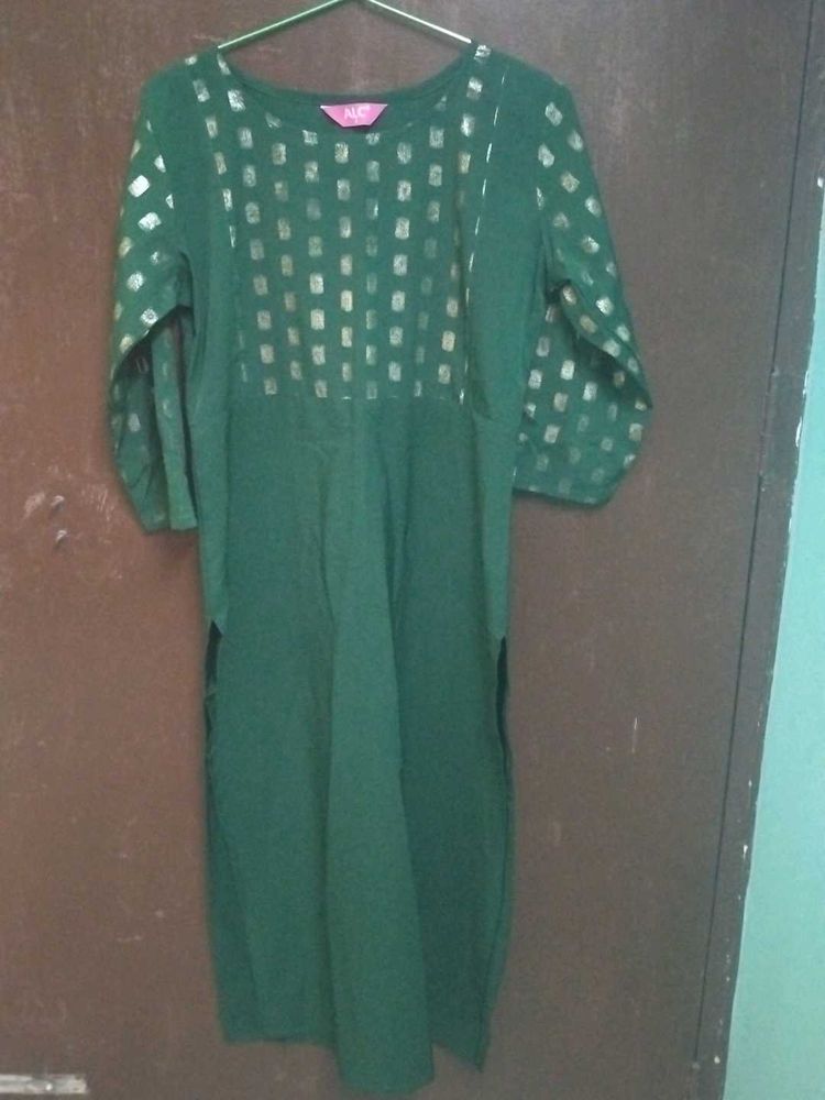 Green Printed Kurta
