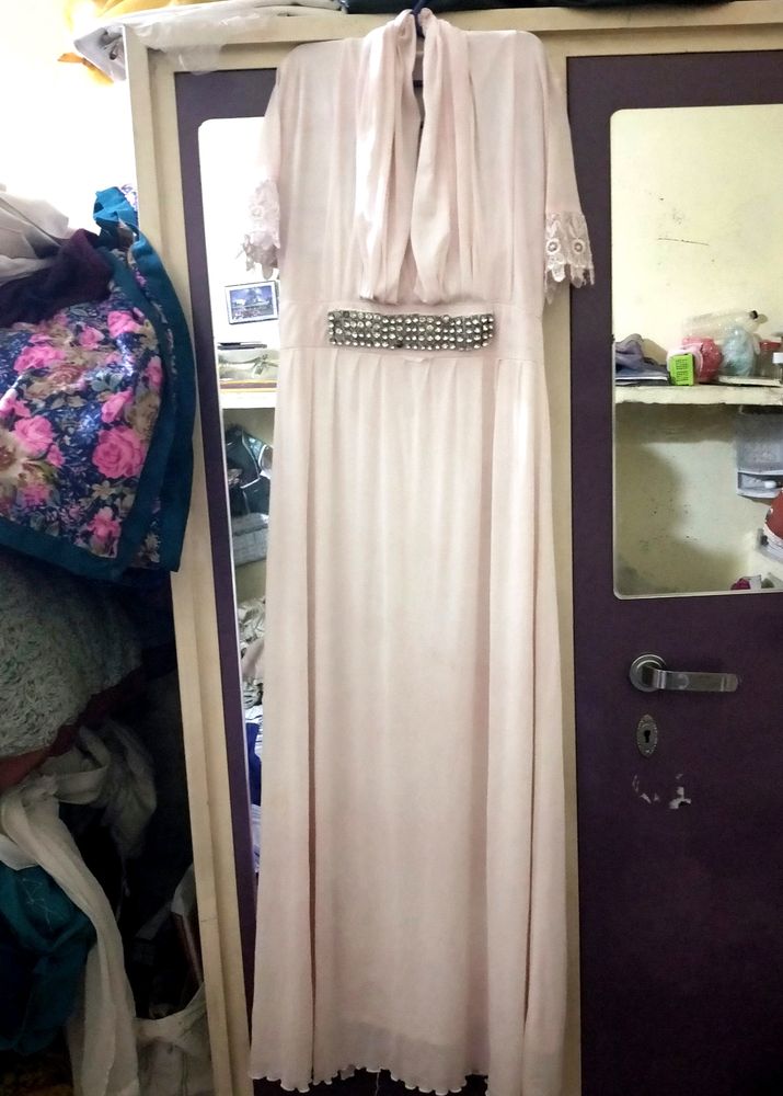 Off White Peech Stretchable Midi
