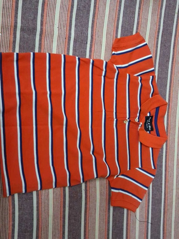 Striped Orange Polo Shirt