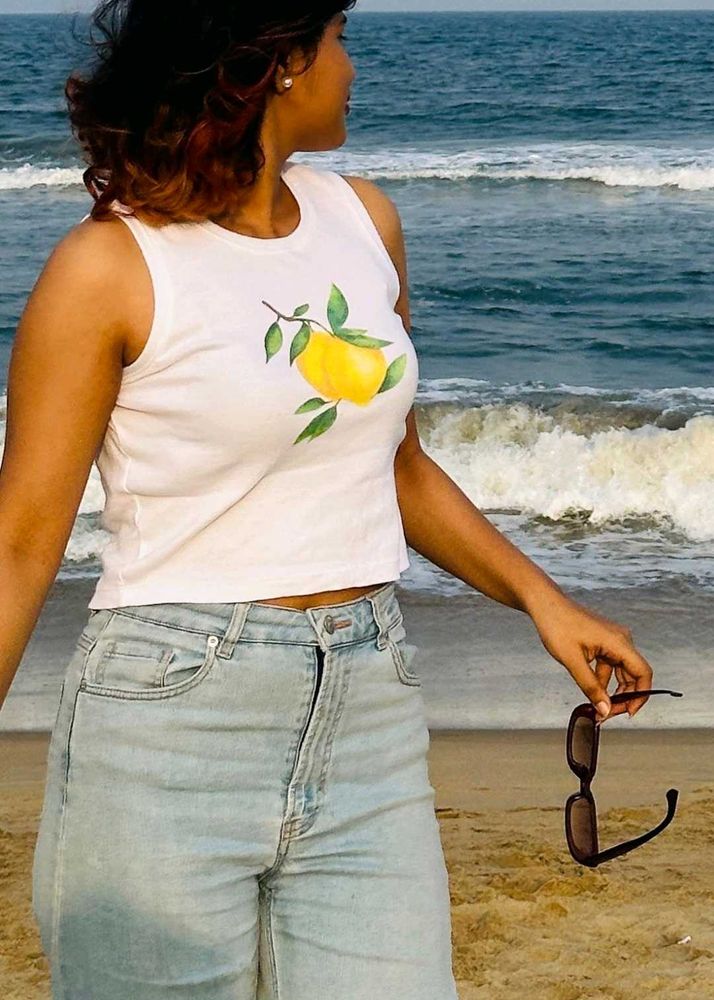 cute lemon Print Tank Top