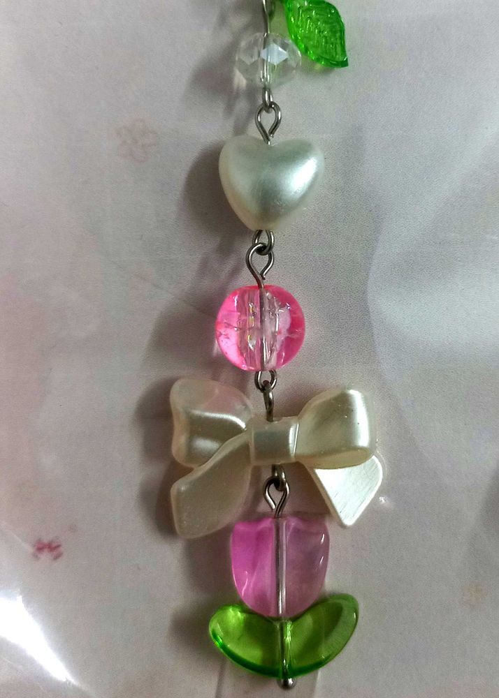 🩷🌷 Pink Tulip Phone Charm with Heart &amp; Bow 🎀✨
