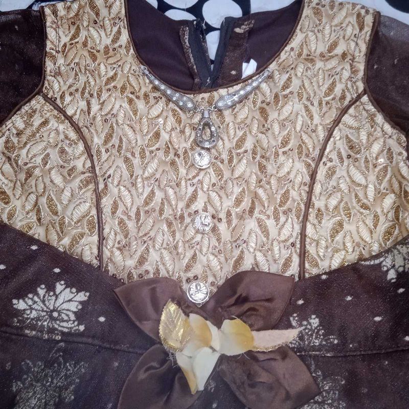 Girls&#39; Brown &amp; Gold Dress