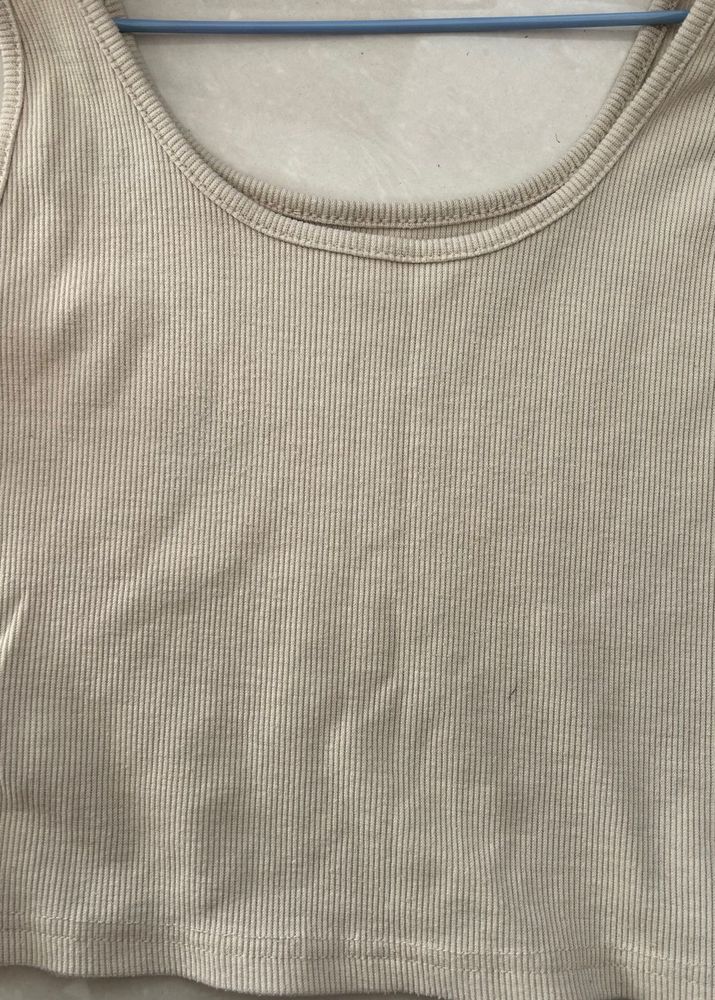 Beige Ribbed Tank Top
