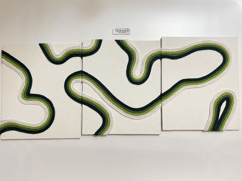 Handmade 3 Pieces Set Fiber Art Home Decor