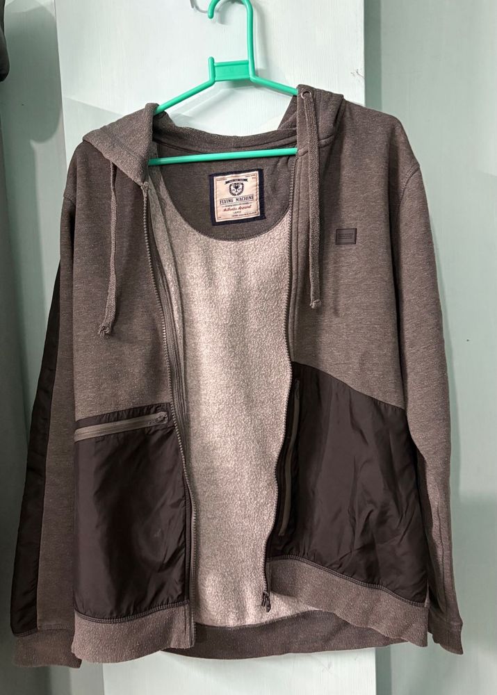 Flying Machine Gray Zip-Up Hoodie