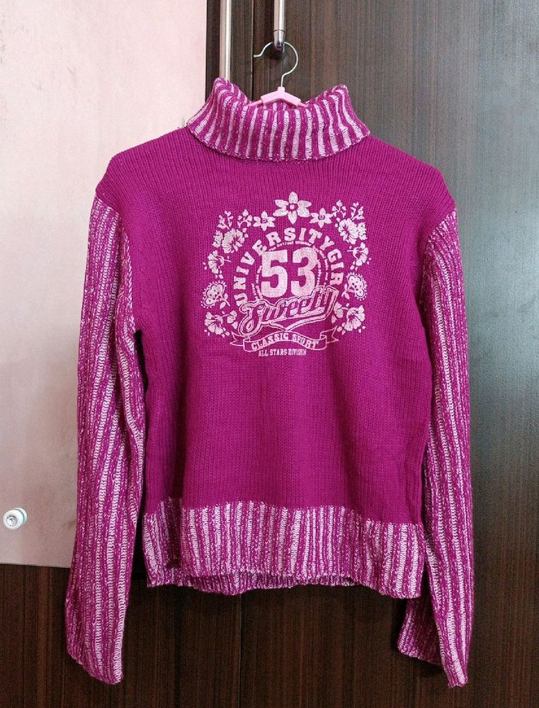 Turtle Neck Purple Sweater