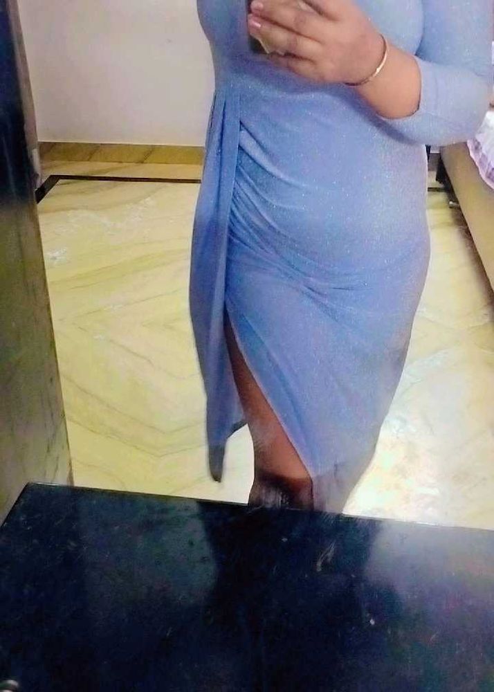 Sparkly Blue Ruched Dress
