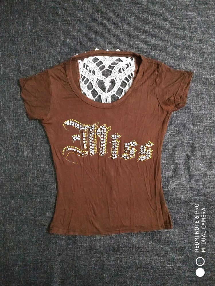 Miss Deep Back Embellished Top