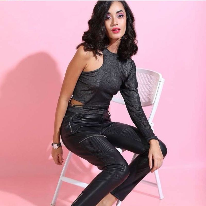 One Shoulder Black Top