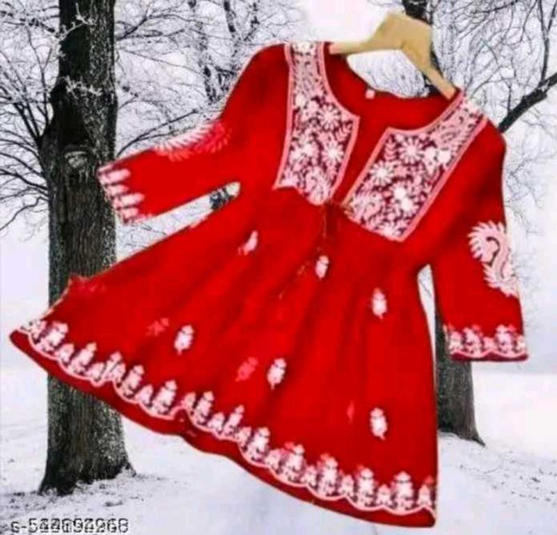 Red Embroidered Kurti