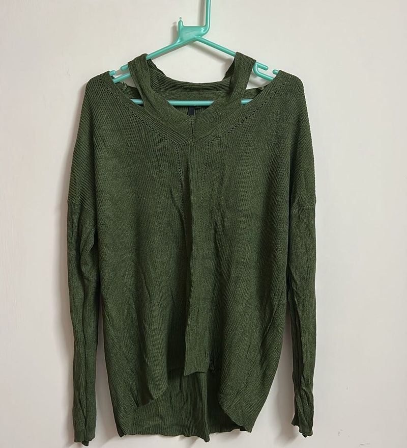 Green Knit Oversized Sweater