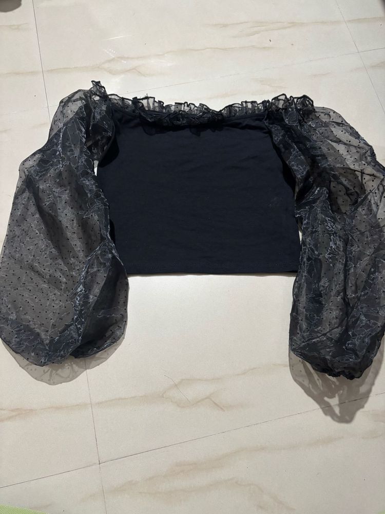 Chic Black Top with Sleeves