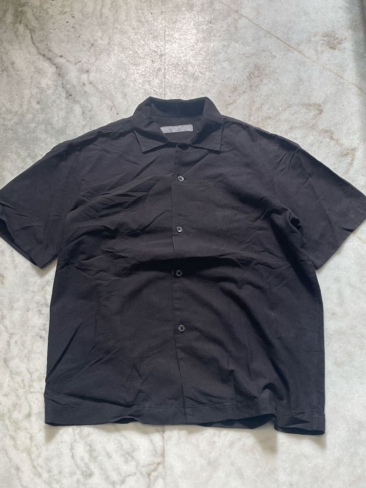 Korean Black Short Sleeve Shirt