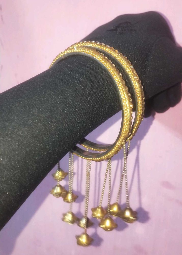 fallen golden latkan bangles (set of 2)