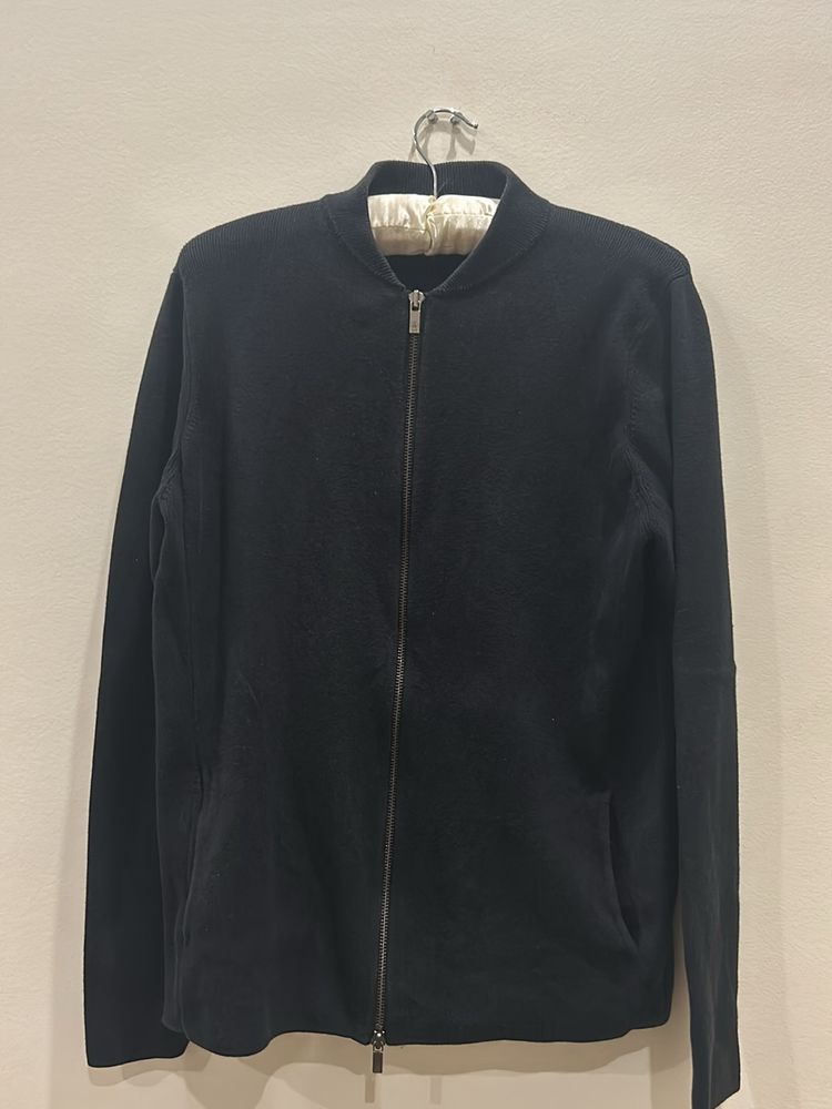 Black Korean Collar Zip Sweats