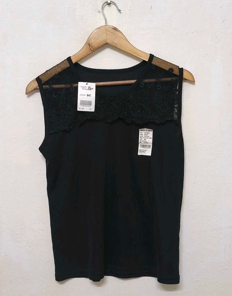 Trendy New Black Lace Tank Top