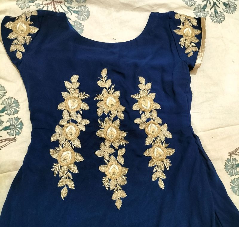 Navy Blue Frock Style Kurta