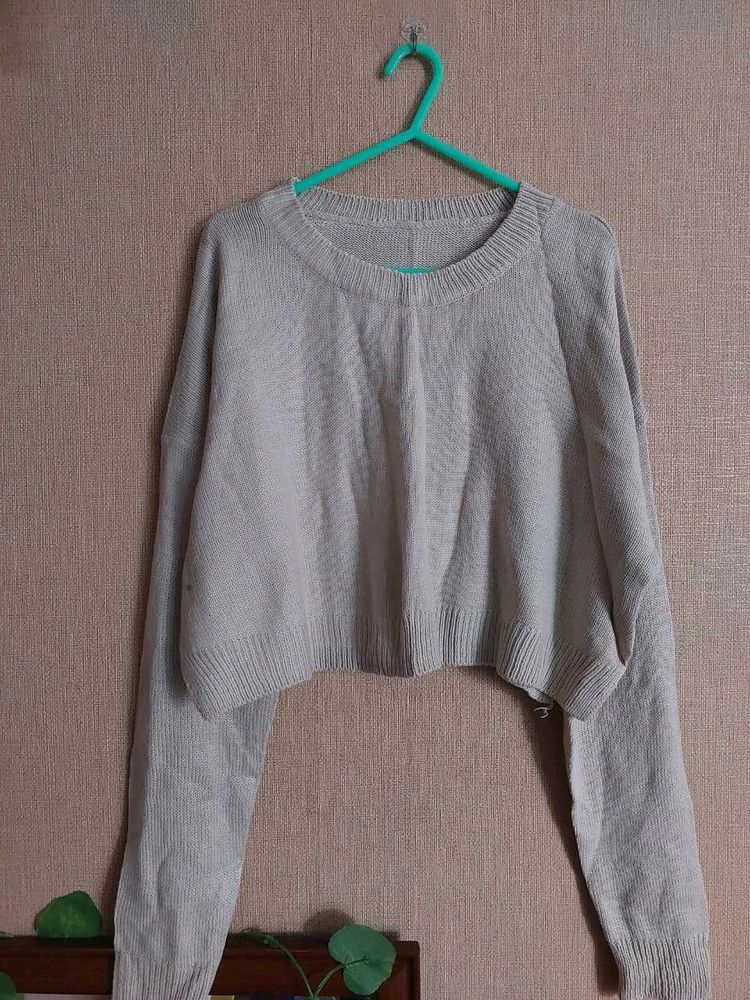 Casual Gray Knit Sweater