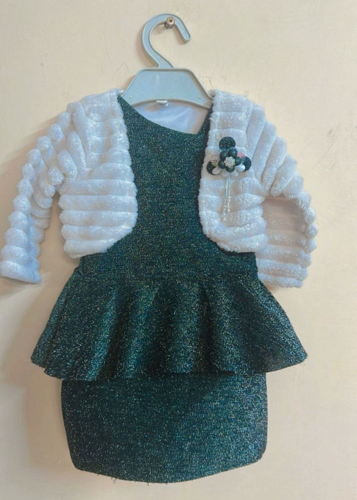 Sparkly Green Dress &amp; Shrug Set