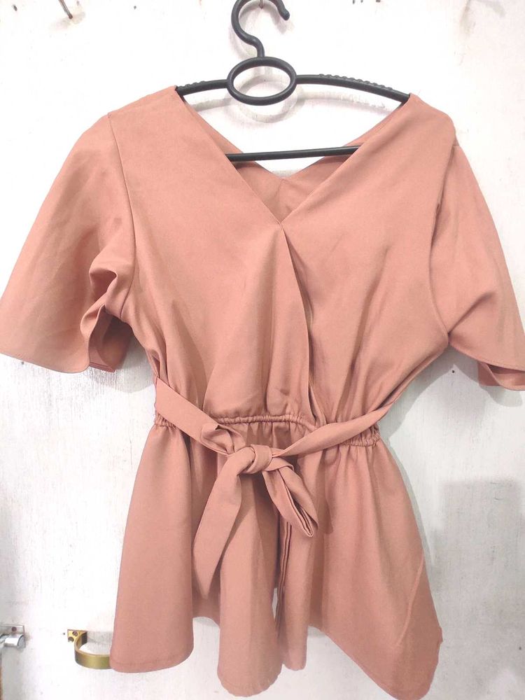 Peach V-neck Top
