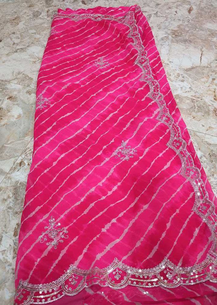 Elegant Pink Striped Saree